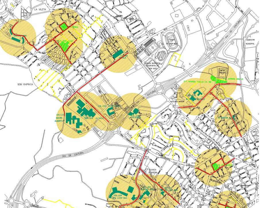 mapa diseño caminos escolares